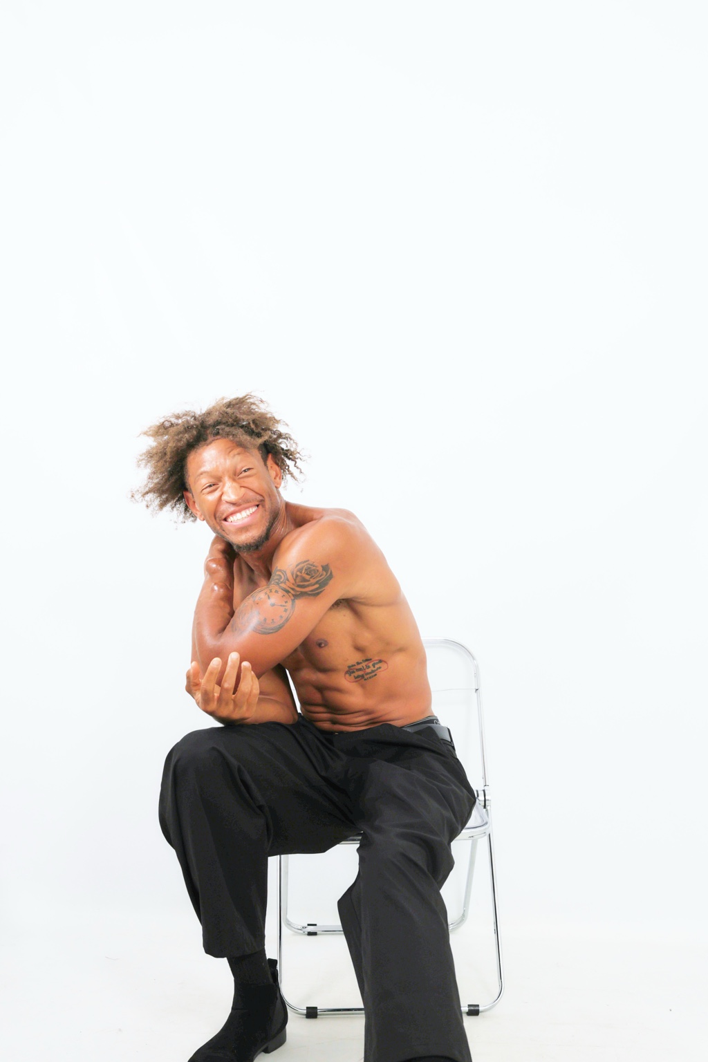 Athletic editorial seated portrait