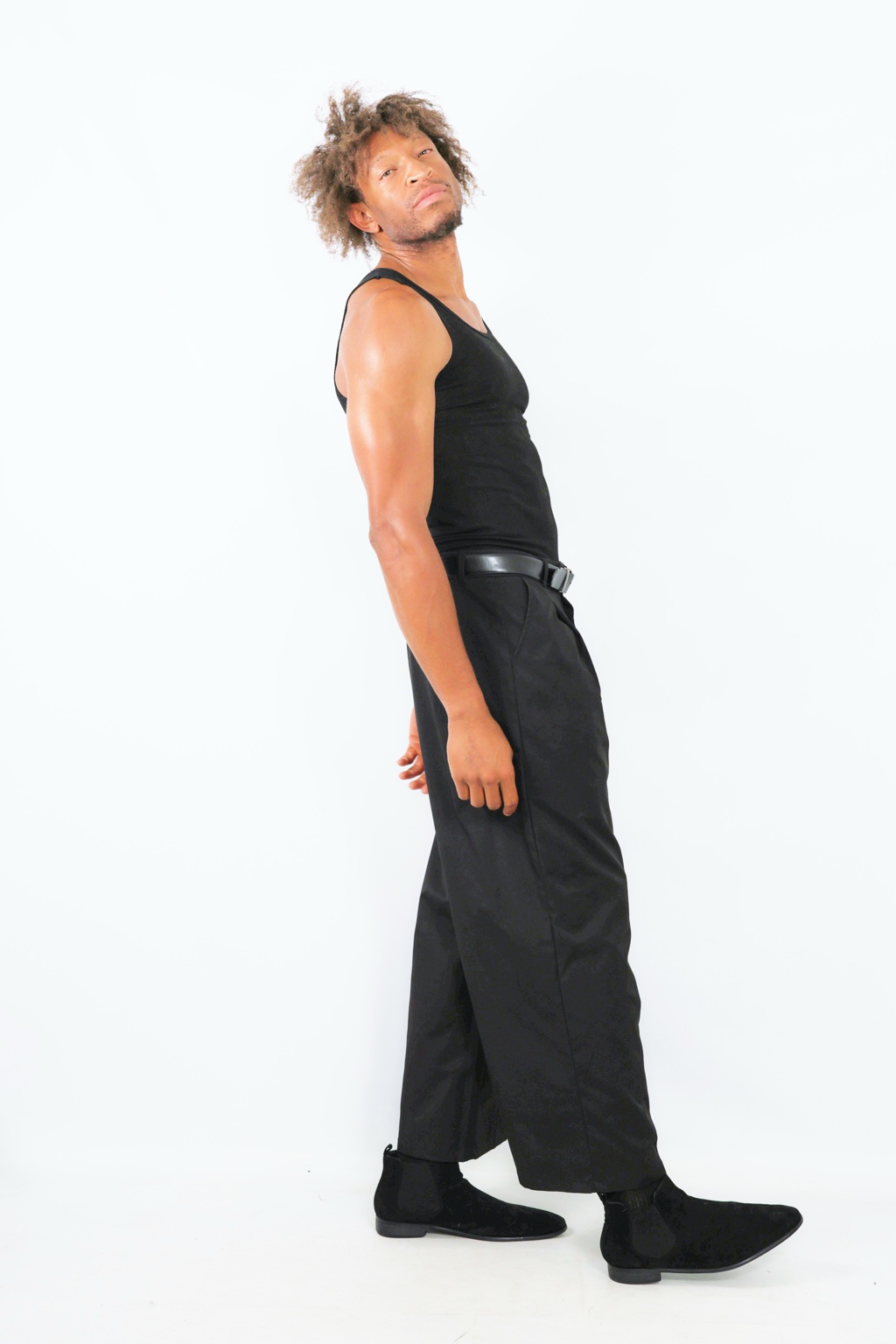 Full-length studio fashion profile